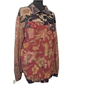 Stonebridge Floral Button Front Jacket Women's 6XL Cotton Boho Lagenlook India